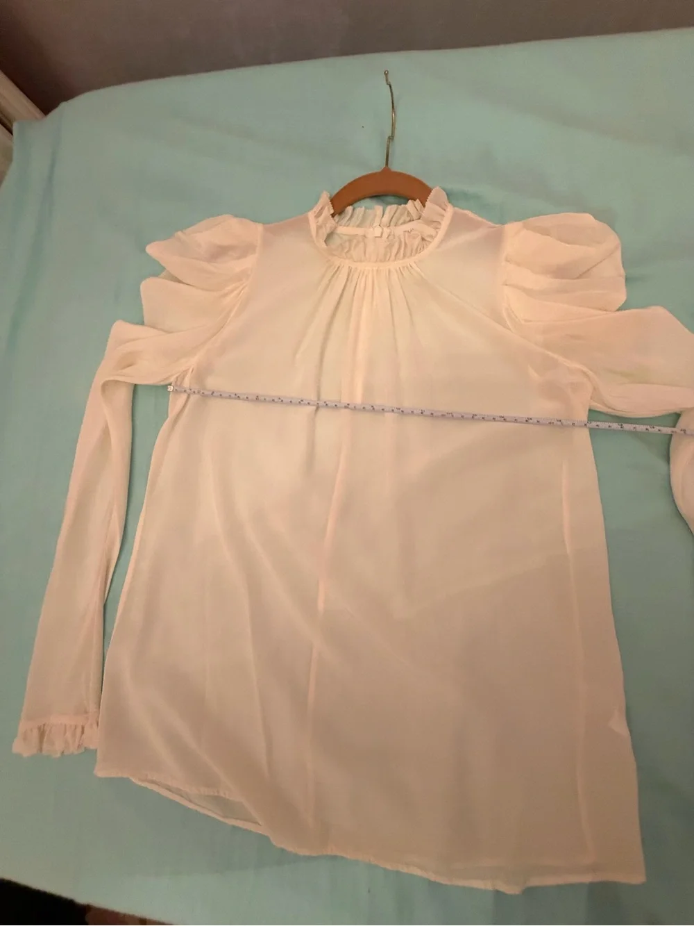 Zimmermann Ivory Ruffle-Neck Puff Sleeve Blouse size 0, US XS - Picture 7 of 8